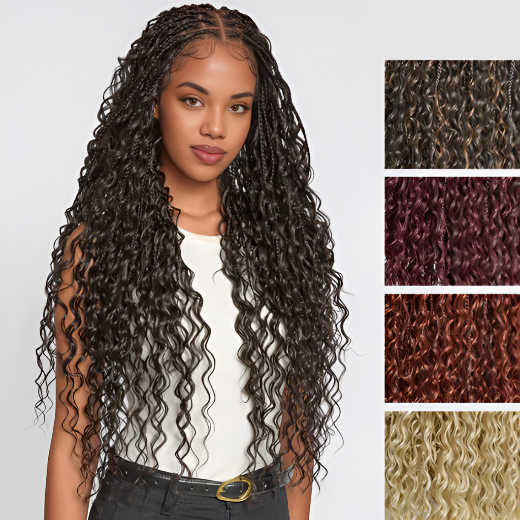 30" Full Lace Boho Braid Wig - Grid Part Top with Mixed Boho Curls