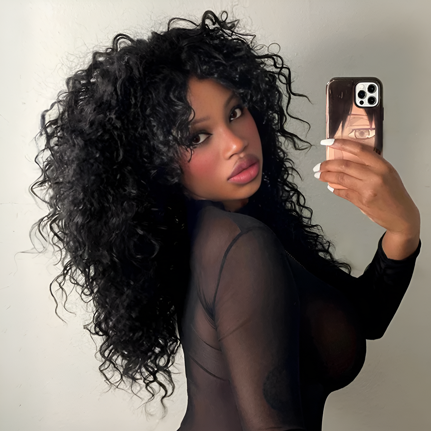 Frovia Wear & Go Human Hair Blend Curly Wig With Bangs