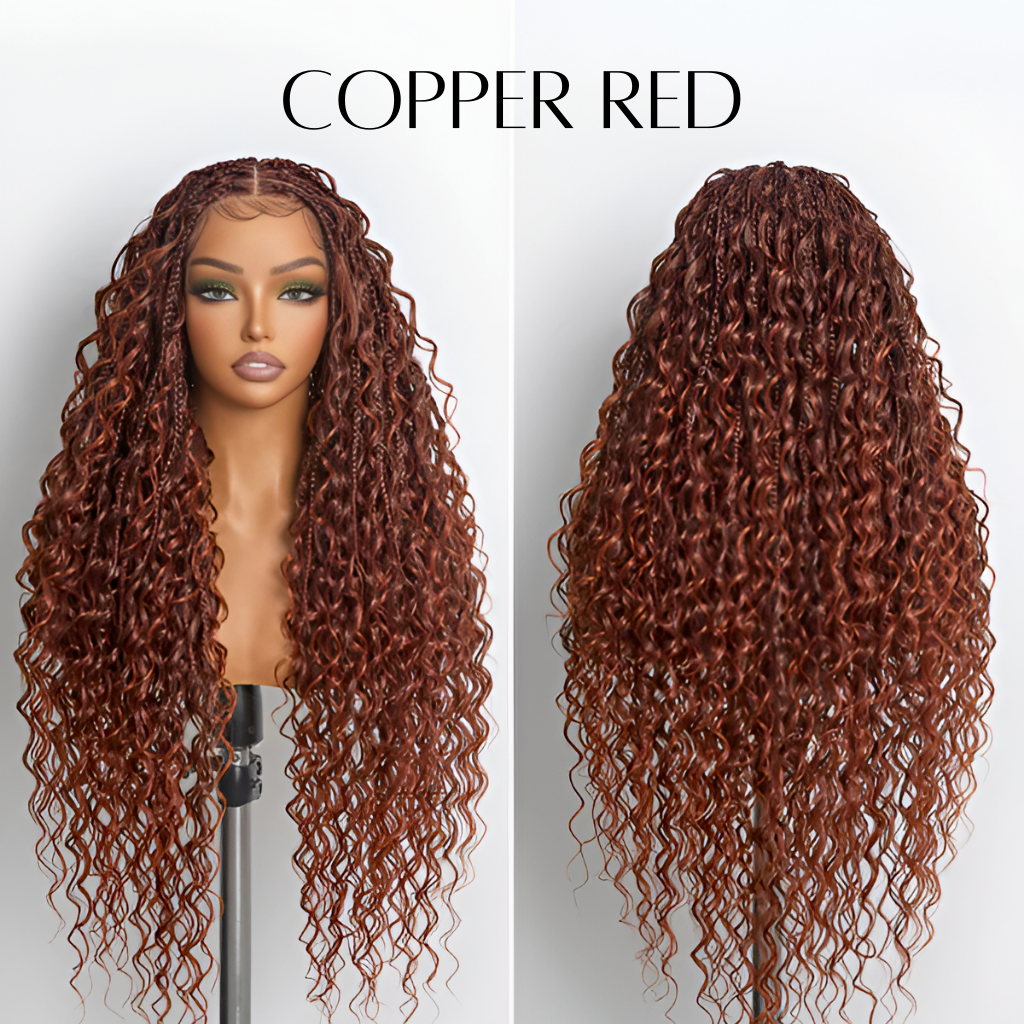 30" Full Lace Boho Braid Wig - Grid Part Top with Mixed Boho Curls