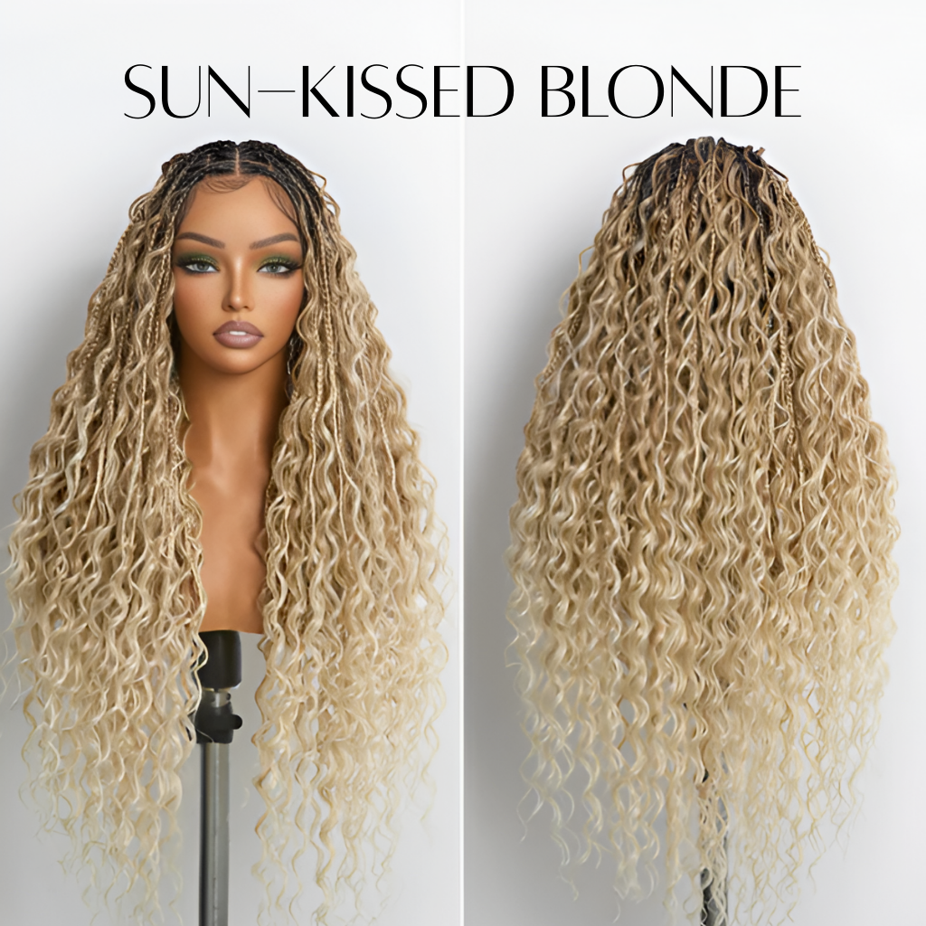 30" Full Lace Boho Braid Wig - Grid Part Top with Mixed Boho Curls