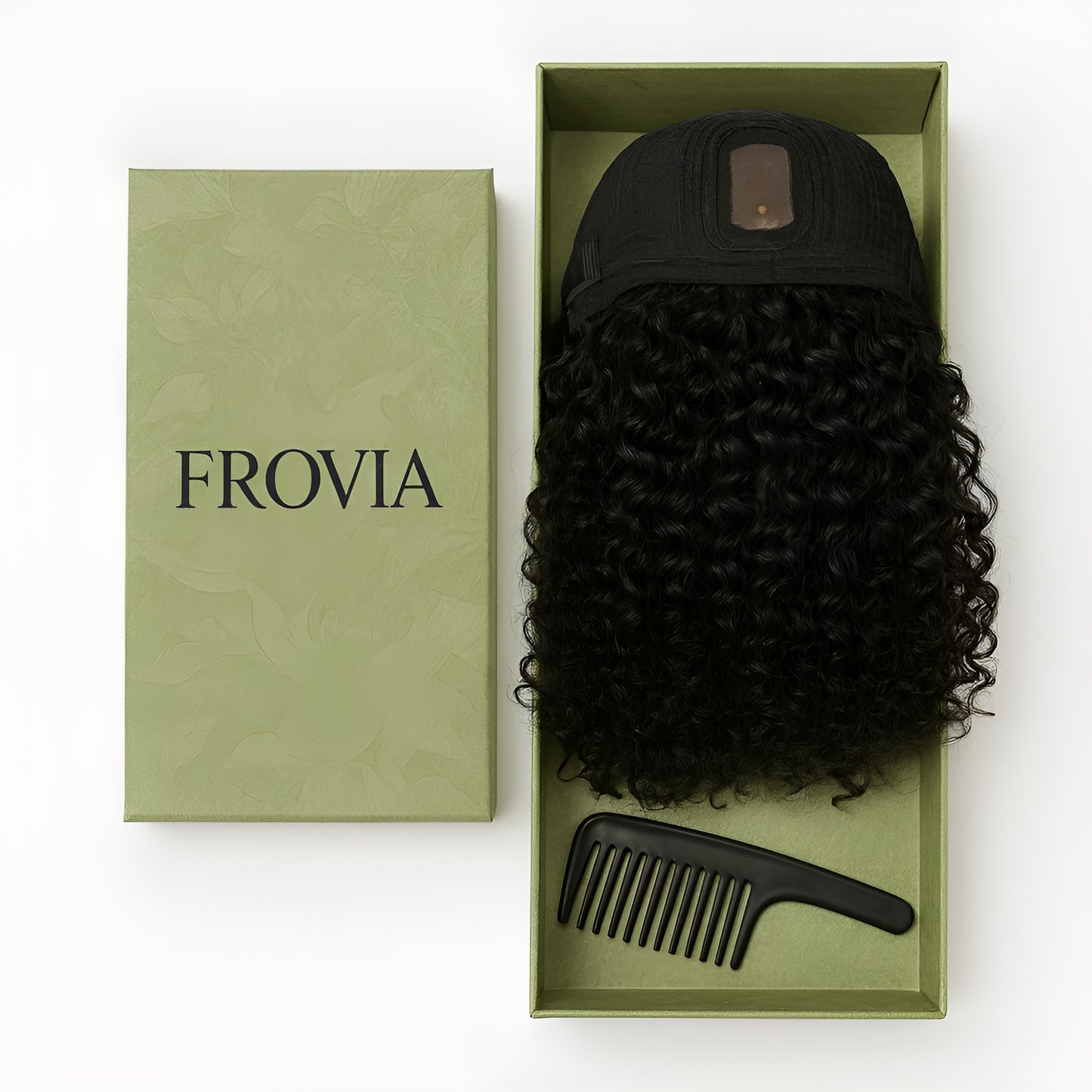 Frovia™ - Wear & Go Human Hair Blend Curly Wig With Bangs