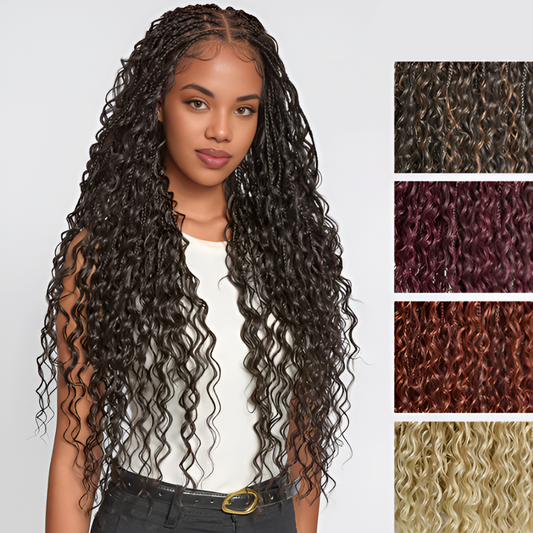 30" Full Lace Boho Braid Wig - Grid Part Top with Mixed Boho Curls