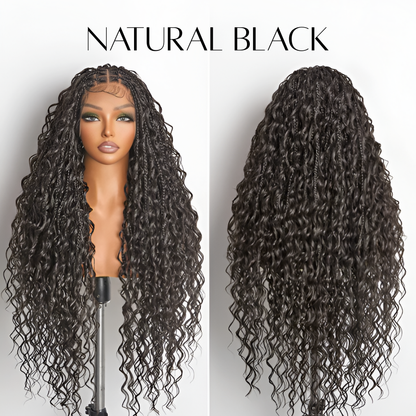 30" Full Lace Boho Braid Wig - Grid Part Top with Mixed Boho Curls